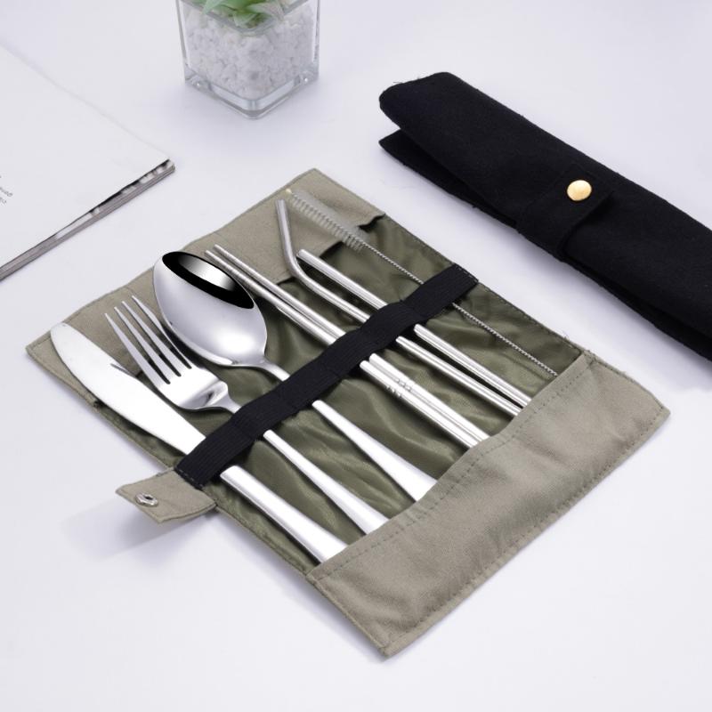 Stainless Steel Straw - 8-teiliges Reise-Besteckset aus 430 Edelstahl mit